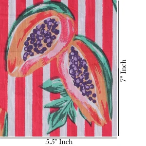 Traditional Handmade Red Papaya Printed Cotton Fabric - Image 5