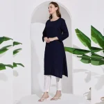Women Casual Blue Color Cotton Kurta / Kurti - Image 2