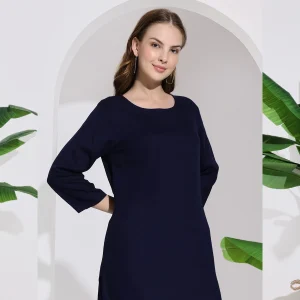 Women Casual Blue Color Cotton Kurta / Kurti - Image 4