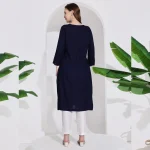 Women Casual Blue Color Cotton Kurta / Kurti - Image 6