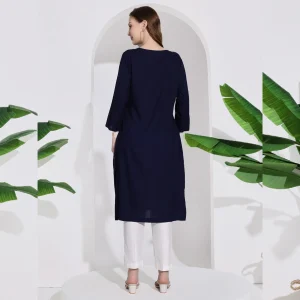 Women Casual Blue Color Cotton Kurta / Kurti - Image 6