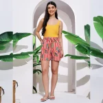 Women Casual Wear Red Papaya Cotton Shorts Pants