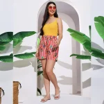 Women Casual Wear Red Papaya Cotton Shorts Pants - Image 2