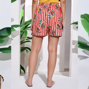 Women Casual Wear Red Papaya Cotton Shorts Pants - Image 8