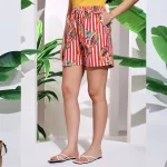 Women Casual Wear Red Papaya Cotton Shorts Pants - Image 5