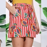 Women Casual Wear Red Papaya Cotton Shorts Pants - Image 7