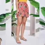 Women Casual Wear Red Papaya Cotton Shorts Pants - Image 6