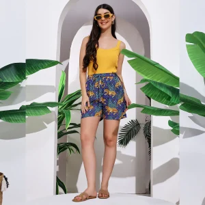Women Cotton Boxer Shorts Purple Leopard Printed Short Pants - Image 2