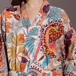 Women Cotton Short Bath Robe Dress Peacock & Elephant Printed Kimono - Image 7