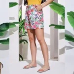 Women Gym Wear Pink Floral Printed Soft Cotton Shorts - Image 6