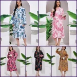 Women Pure Cotton Robe Beach Floral Printed Dress