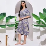 Women's Beach Wear Blue Floral Print Short Caftan - Image 5