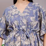 Women's Beach Wear Blue Floral Print Short Caftan - Image 7