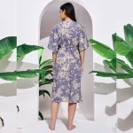 Women's Beach Wear Blue Floral Print Short Caftan - Image 6