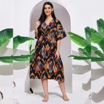 Indian Handmade Printed Cotton Short Caftan Dress - Image 6