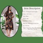 Women's Cotton Caftan Dress Black Ikat Printed Nighty - Image 3
