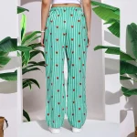 Women's Cotton Pant Green Striped Printed Trousers Size 26-34 - Image 8