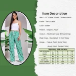 Women's Cotton Pant Green Striped Printed Trousers Size 26-34 - Image 3