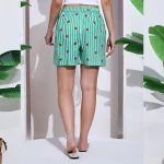 Women's Green Striped & Heart Print Cotton Shorts - Image 8