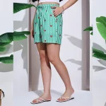 Women's Green Striped & Heart Print Cotton Shorts - Image 5