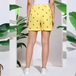 Women's Gym Cotton Shorts Yellow Striped Printed Half Pant - Image 8