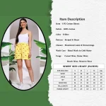 Women's Gym Cotton Shorts Yellow Striped Printed Half Pant - Image 3