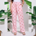 Women's Lounge Pant Striped & Heart Print Palazzo - Image 4