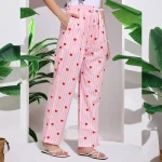 Women's Lounge Pant Striped & Heart Print Palazzo - Image 5