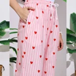 Women's Lounge Pant Striped & Heart Print Palazzo - Image 6