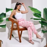 Women's Lounge Pant Striped & Heart Print Palazzo - Image 2