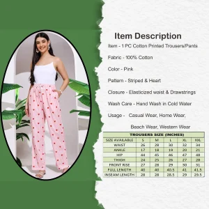 Women's Lounge Pant Striped & Heart Print Palazzo - Image 3