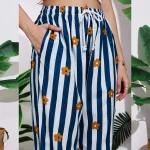 Women's Office Wear Blue Striped & Floral Printed Pants/Palazzo - Image 7