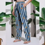 Women's Office Wear Blue Striped & Floral Printed Pants/Palazzo - Image 5