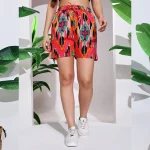 Women’s Outdoor Pink Ikat Print Short Pants - Image 4
