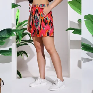 Women’s Outdoor Pink Ikat Print Short Pants - Image 5