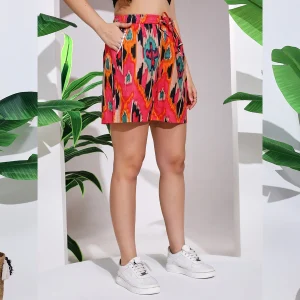 Women’s Outdoor Pink Ikat Print Short Pants - Image 6