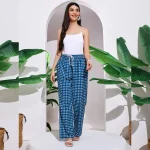 Women's Pajama Pants with Blue Check Print