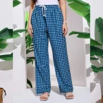 Women's Pajama Pants with Blue Check Print - Image 4