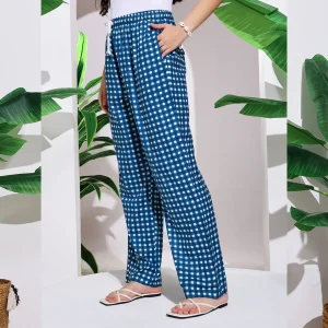 Women's Pajama Pants with Blue Check Print - Image 5