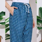 Women's Pajama Pants with Blue Check Print - Image 7