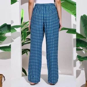 Women's Pajama Pants with Blue Check Print - Image 8