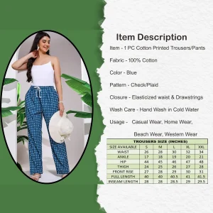 Women's Pajama Pants with Blue Check Print - Image 3