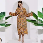 Women Pure Cotton Robe Beach Floral Printed Dress - Image 6