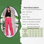 Women's Pink Striped Printed Pant, Loos Trousers - Image 3