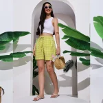 Women's Relaxed Fit Cotton Shorts Green Check Print - Image 2