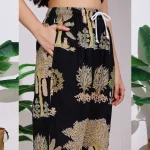Women's Retro Loose Trousers Black Tree Print Casual Pants - Image 7