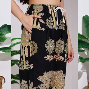 Women's Retro Loose Trousers Black Tree Print Casual Pants - Image 7