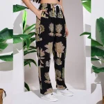 Women's Retro Loose Trousers Black Tree Print Casual Pants - Image 5