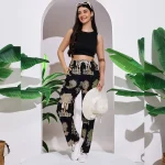 Women's Retro Loose Trousers Black Tree Print Casual Pants - Image 2