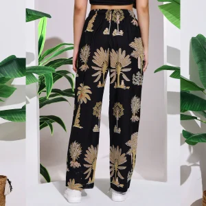 Women's Retro Loose Trousers Black Tree Print Casual Pants - Image 8